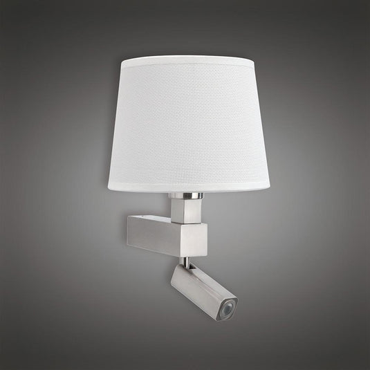 Mantra M5234 Bahia Wall Lamp 1 Light Without Shade E27 + Reading Light 3W LED Satin Nickel 4000K, 200lm,, 3yrs Warranty