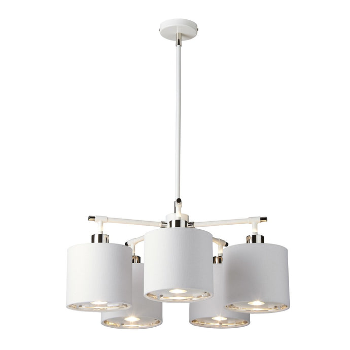 Elstead Lighting  BALANCE5-WPN Balance 5 Light Chandelier - White and Polished Nickel