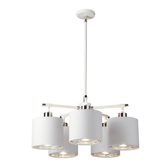 Elstead Lighting  BALANCE5-WPN Balance 5 Light Chandelier - White and Polished Nickel