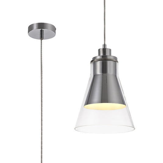 C-Lighting Balding Pendant, 1 x E27, Polished Chrome/Clear Glass - 29193