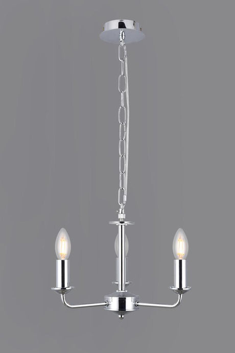Deco D0354 Banyan 3 Light Multi Arm Pendant Without Shade, c/w 2m Chain, E14 Polished Chrome