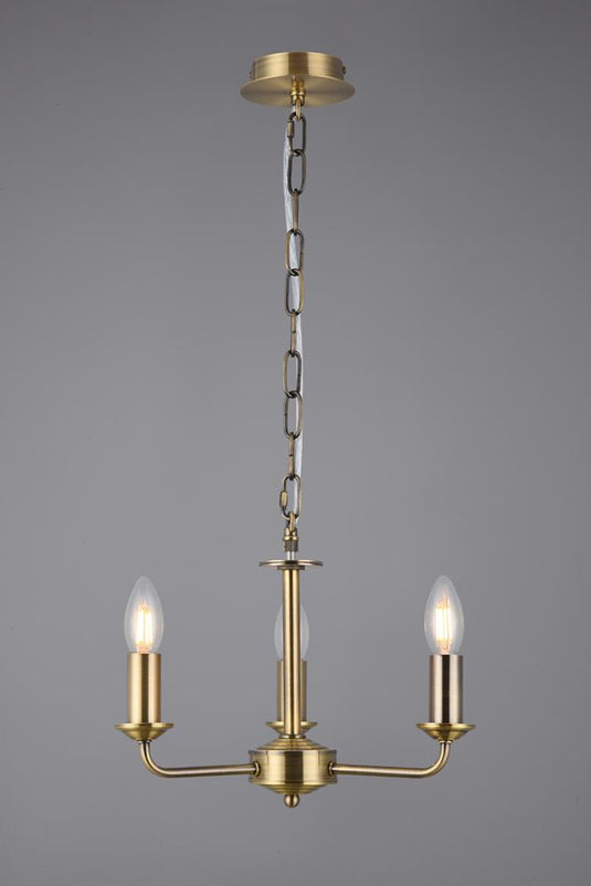 Deco D0355 Banyan 3 Light Multi Arm Pendant Without Shade, c/w 2m Chain, E14 Antique Brass