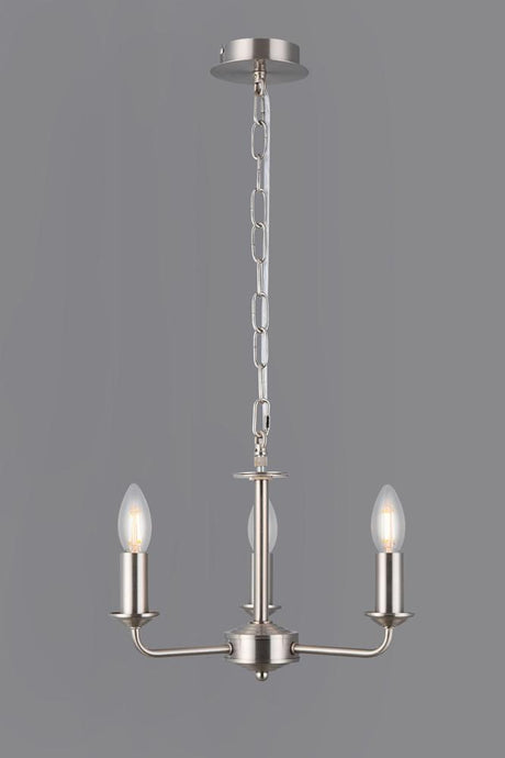 Deco D0356 Banyan 3 Light Multi Arm Pendant Without Shade, c/w 2m Chain, E14 Satin Nickel