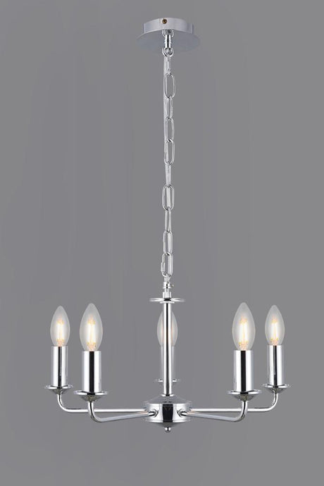 Deco D0357 Banyan 5 Light Multi Arm Pendant Without Shade, c/w 2m Chain, E14 Polished Chrome
