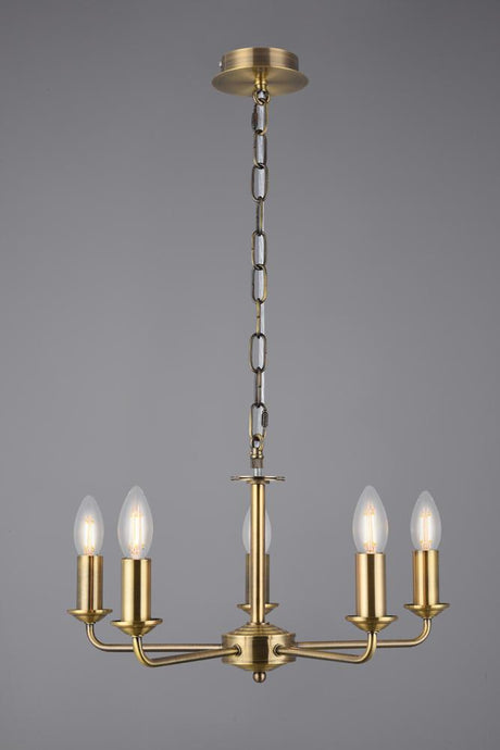 Deco D0358 Banyan 5 Light Multi Arm Pendant Without Shade, c/w 2m Chain, E14 Antique Brass