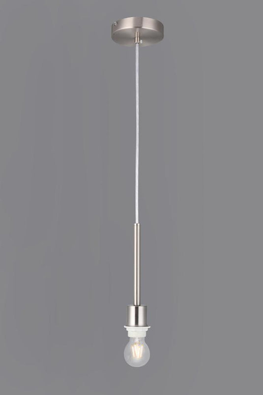 Deco D0335 Baymont Satin Nickel 1 Light E27 Universal 3m Single Pendant, Suitable For A Vast Selection Of Shades