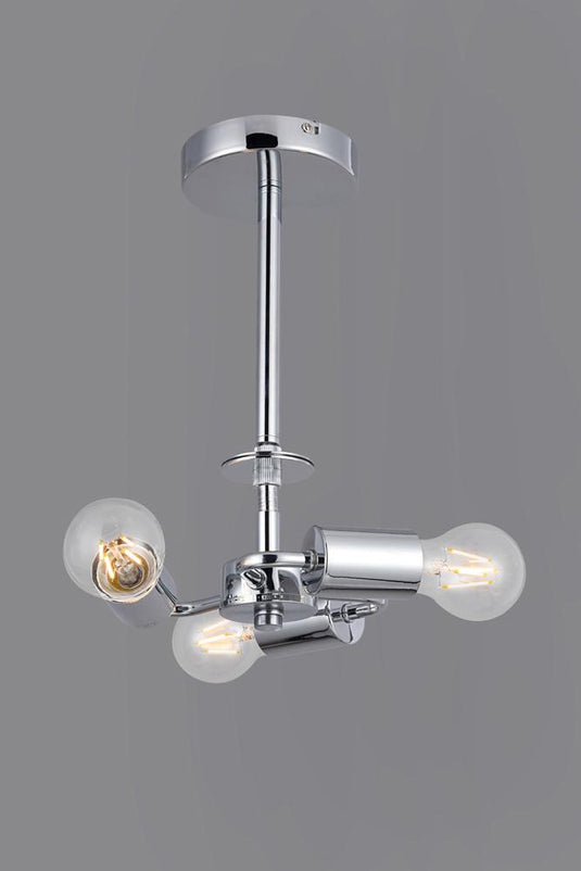 Deco D0336 Baymont Polished Chrome 3 Light E27 Universal Semi Ceiling Fixture, Suitable For A Vast Selection Of Shades