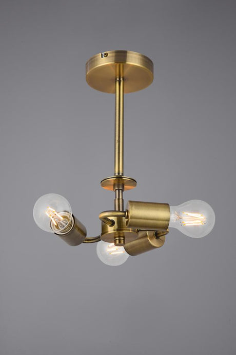 Deco D0337 Baymont Antique Brass 3 Light E27 Universal Semi Ceiling Fixture, Suitable For A Vast Selection Of Shades