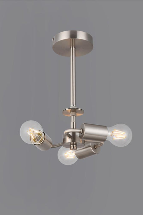 Deco D0338 Baymont Satin Nickel 3 Light E27 Universal Semi Ceiling Fixture, Suitable For A Vast Selection Of Shades
