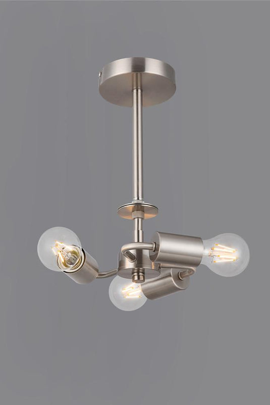 Deco D0338 Baymont Satin Nickel 3 Light E27 Universal Semi Ceiling Fixture, Suitable For A Vast Selection Of Shades