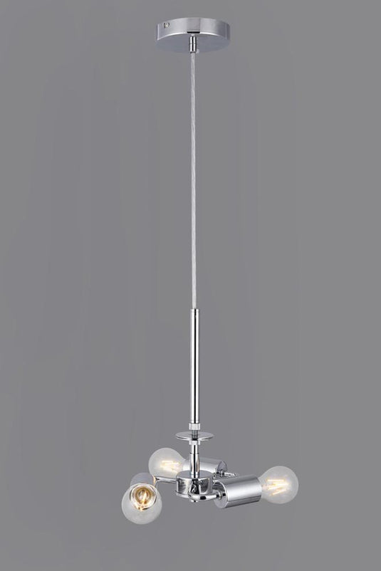 Deco D0339 Baymont Polished Chrome 3m 3 Light E27 Universal Single Pendant, Suitable For A Vast Selection Of Shades