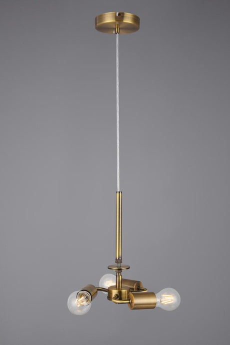 Deco D0340 Baymont Antique Brass 3m 3 Light E27 Universal Single Pendant, Suitable For A Vast Selection Of Shades