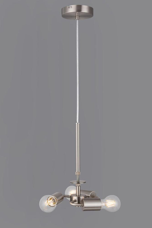 Deco D0341 Baymont Satin Nickel 3m 3 Light E27 Universal Single Pendant, Suitable For A Vast Selection Of Shades