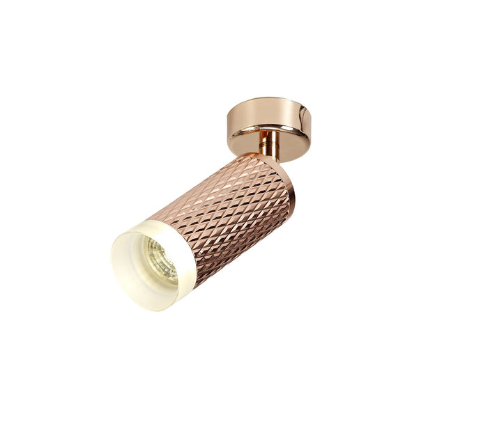 C-Lighting Beam 1 Light Surface Mounted Spotlight GU10, Rose Gold/Acrylic Ring - 29581