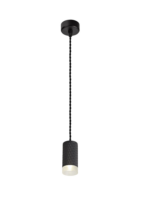 C-Lighting Beam 1 Light 11cm Pendant Light GU10, Sand Black/Acrylic Ring - 29586