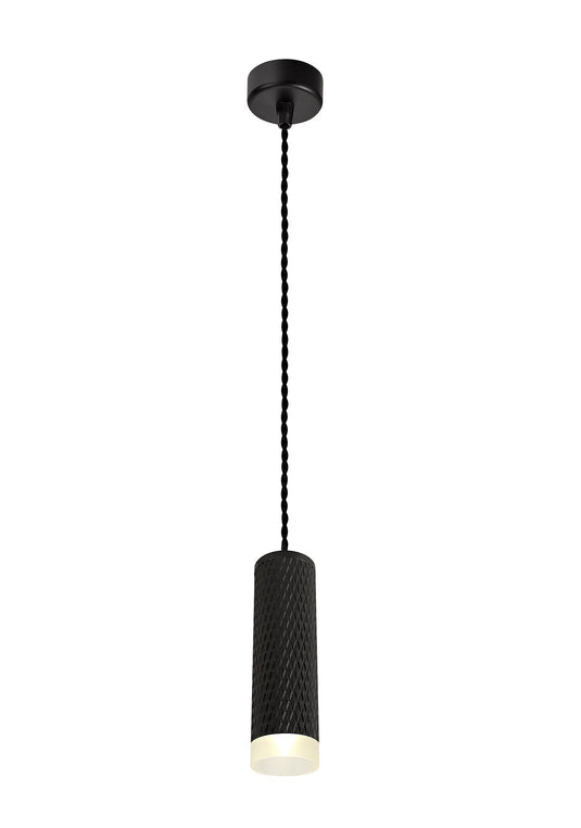 C-Lighting Beam 1 Light 20cm Pendant Light GU10, Sand Black/Acrylic Ring - 29587