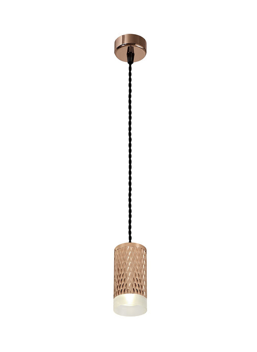 C-Lighting Beam 1 Light 11cm Pendant Light GU10, Rose Gold/Acrylic Ring - 29604