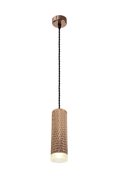 C-Lighting Beam 1 Light 20cm Pendant Light GU10, Rose Gold/Acrylic Ring - 29605