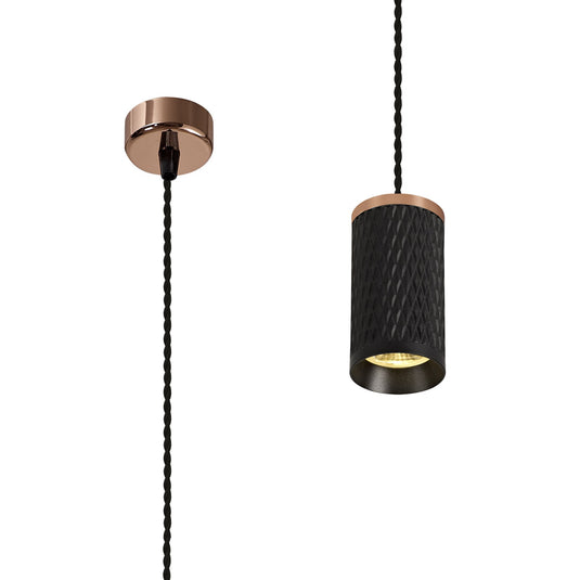 C-Lighting Beam 1 Light 11cm Pendant Light GU10, Rose Gold/Sand Black - 29607