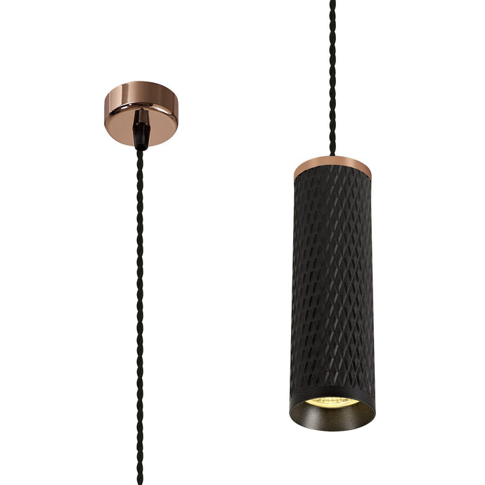 C-Lighting Beam 1 Light 20cm Pendant Light GU10, Rose Gold/Sand Black - 29608