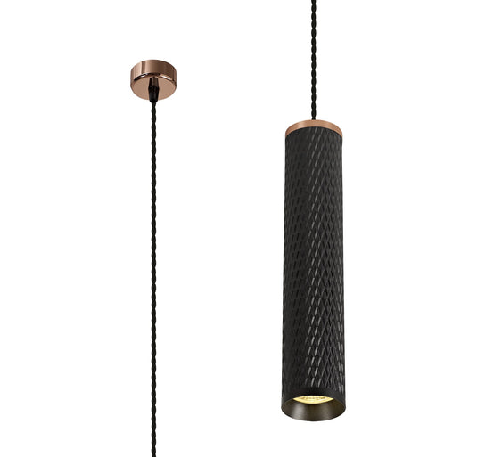 C-Lighting Beam 1 Light 30cm Pendant Light GU10, Rose Gold/Sand Black - 29609