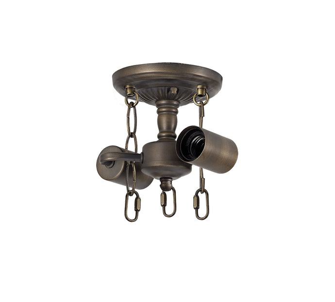 C-Lighting Bekesbourne Semi Ceiling Kit, 2 x E27, Aged Antique Brass - 28877