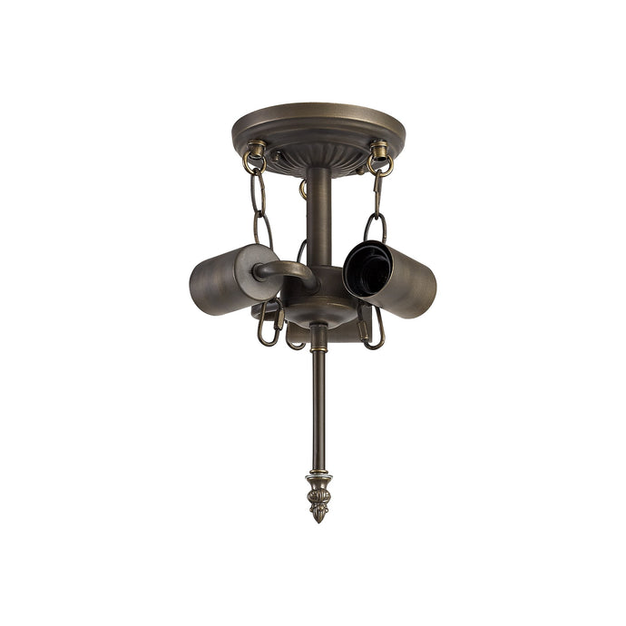 C-Lighting Bekesbourne Semi Ceiling Kit, 3 x E27, Aged Antique Brass - 28878