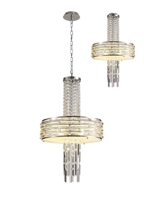 C-Lighting Bellatrix Pendant/Semi Ceiling Convertible, 7 x E14, Polished Chrome/Crystal - 28718