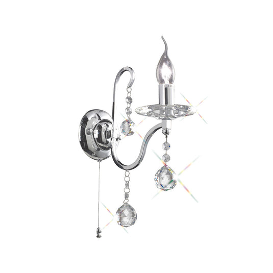 Diyas IL30111 Bianco Wall Lamp Switched 1 Light Polished Chrome/Crystal - 37966