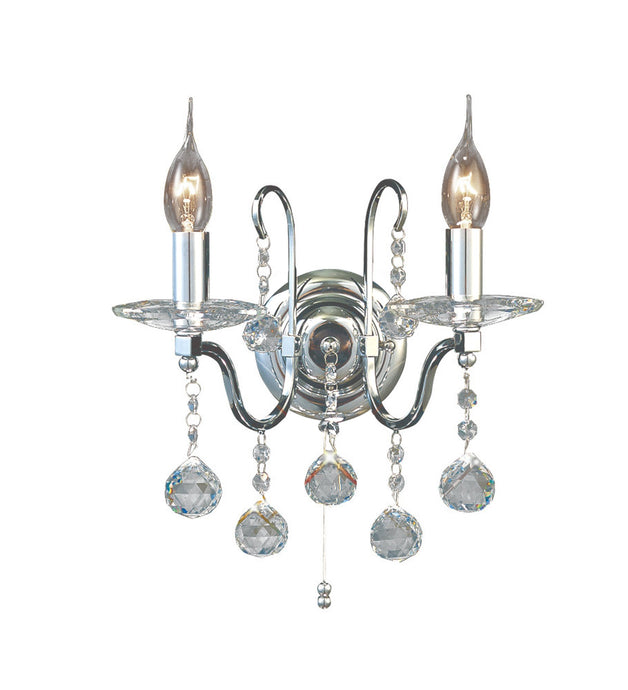 Diyas IL30112 Bianco Wall Lamp Switched 2 Light Polished Chrome/Crystal - 25378