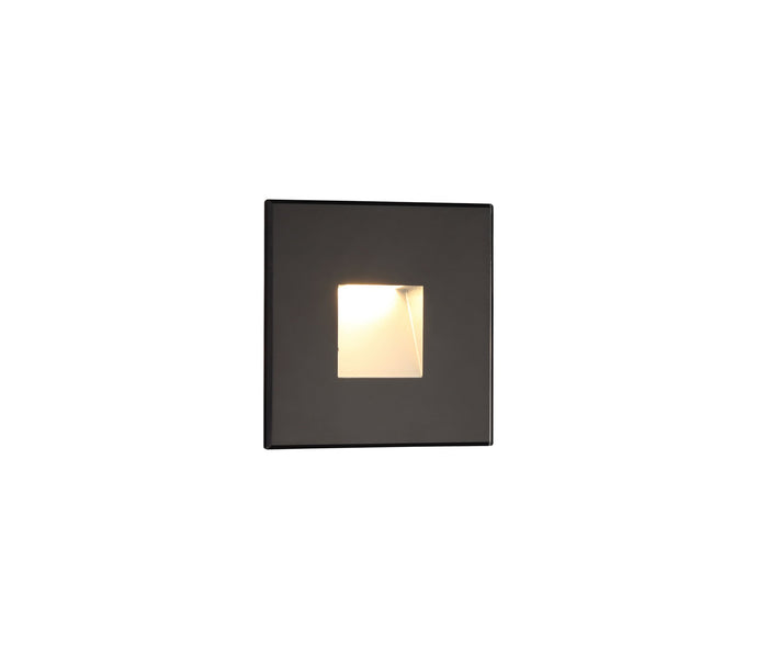 C-Lighting Block Recessed Square Glass Fronted Wall Lamp, 1 x 1.8W LED, 3000K, 70lm, IP65, Black, 3yrs Warranty - 29258