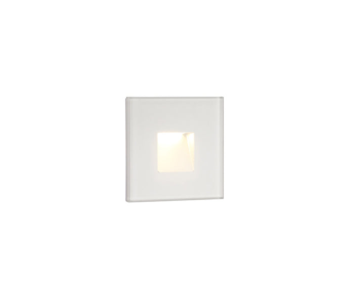 C-Lighting Block Recessed Square Glass Fronted Wall Lamp, 1 x 1.8W LED, 3000K, 70lm, IP65, White, 3yrs Warranty - 29259