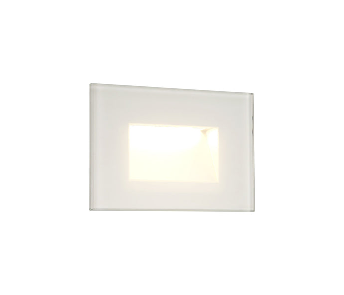 C-Lighting Block Recessed Rectangle Glass Fronted Wall Lamp, 1 x 3.3W LED, 3000K, 145lm, IP65, White, 3yrs Warranty - 29261