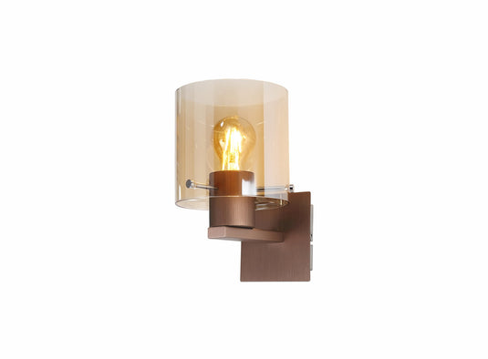C-Lighting Bridge Single Switched Wall Lamp, 1 Light, E27, Mocha/Amber Glass - 30482
