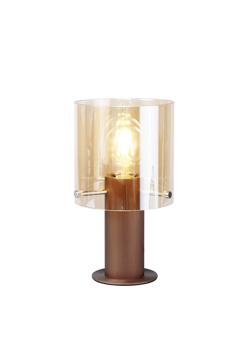 C-Lighting Bridge Table Lamp, 1 Light Table Lamp E27, Mocha/Amber Glass - 30530