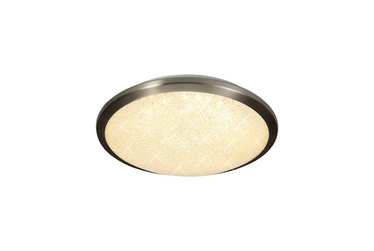 C-Lighting Bromley Ceiling, 30cm 1 x 12W LED, 3000K, 750lm, IP44, Satin Nickel/Crystaline, 3yrs Warranty - 29175