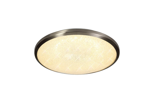 C-Lighting Bromley Ceiling, 35cm 1 x 18W LED, 3000K, 1044lm, IP44, Satin Nickel/Crystaline, 3yrs Warranty - 29176