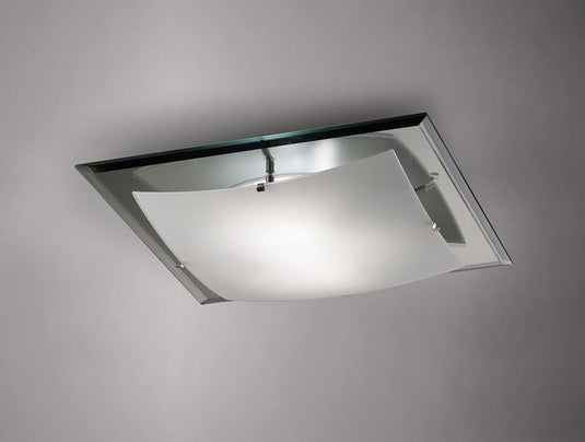 Deco D0016 Brooklyn Ceiling, 420mm Square, 3 Light E27 Frosted/Smoked Mirror