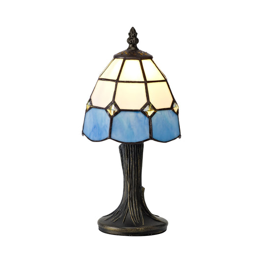 C-Lighting Burham Tiffany Table Lamp, 1 x E14, White/Blue/Clear Crystal Shade - 28806