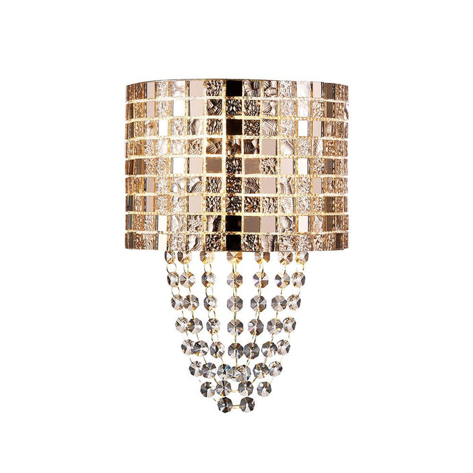 Diyas IL31621 Camden Wall Lamp 2 Light G9 Rose Gold/Mosaic Glass/Crystal - 38432