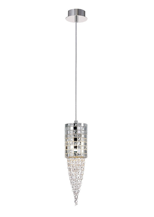 Diyas IL31622 Camden Single Pendant 1 Light G9 Polished Chrome/Mosaic Glass/Crystal - 38433