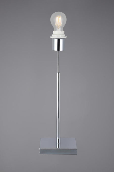 Deco D0346 Camino Square Base Small Table Lamp Without Shade, Inline Switch, 1 Light E27 Polished Chrome