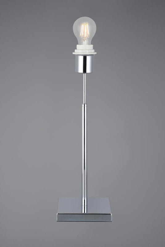 Deco D0346 Camino Square Base Small Table Lamp Without Shade, Inline Switch, 1 Light E27 Polished Chrome