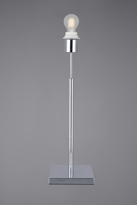 Deco D0347 Camino Square Base Medium Table Lamp Without Shade, Inline Switch, 1 Light E27 Polished Chrome