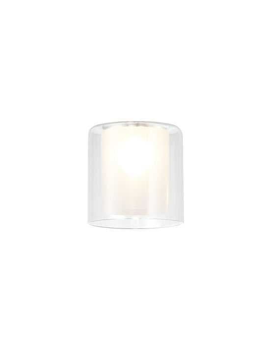 C-Lighting Capel 140x140mm Medium Cylinder Clear Outer And Frosted Inner Glass Shade - 33292