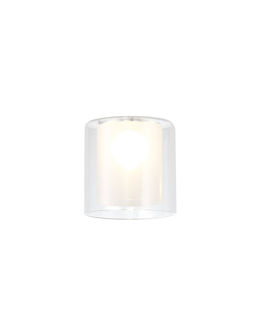 C-Lighting Capel 140x140mm Medium Cylinder Clear Outer And Frosted Inner Glass Shade - 33292