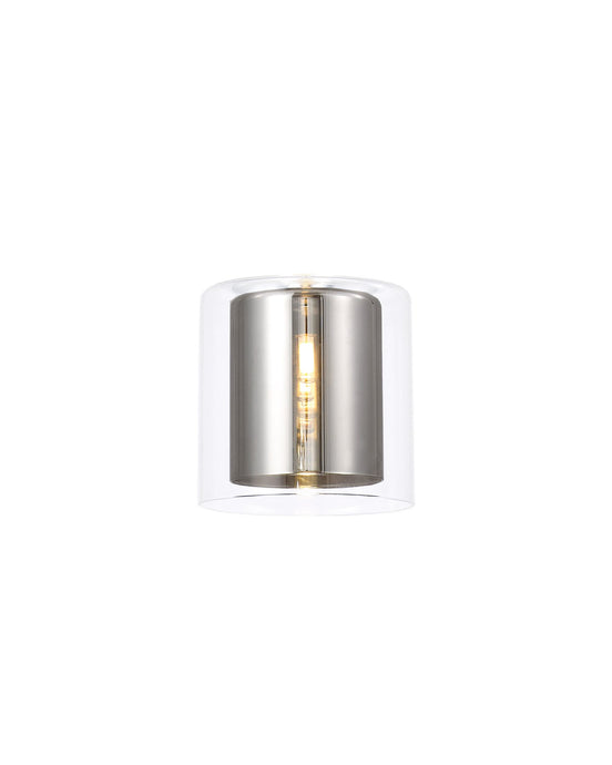 C-Lighting Capel 140x140mm Medium Cylinder Clear Outer And Chrome Inner Glass Shade - 33297
