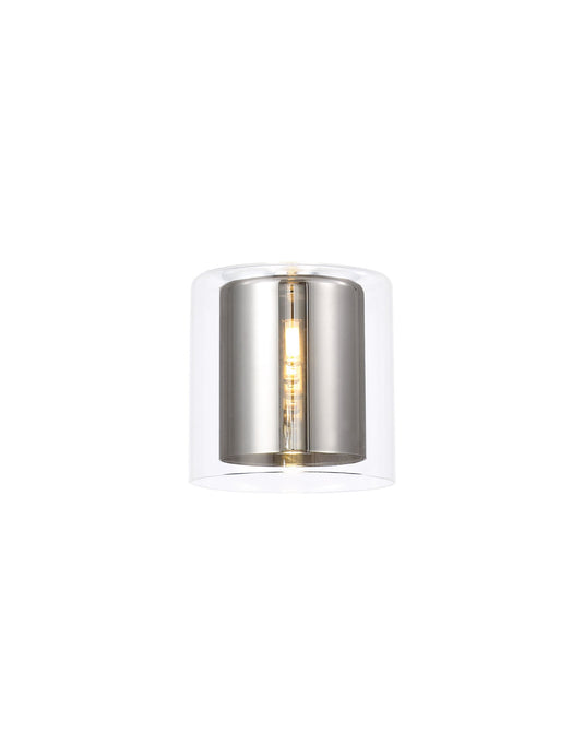 C-Lighting Capel 140x140mm Medium Cylinder Clear Outer And Chrome Inner Glass Shade - 33297