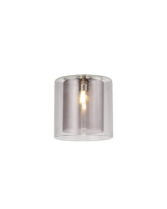C-Lighting Capel 140x140mm Medium Cylinder Clear Outer And Smoke Inner Glass Shade - 33299