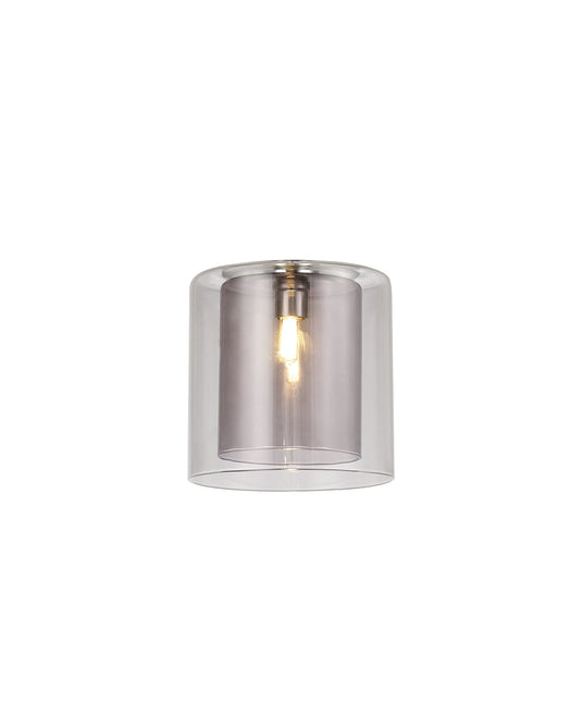 C-Lighting Capel 140x140mm Medium Cylinder Clear Outer And Smoke Inner Glass Shade - 33299